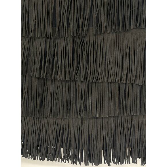 Express Black Tiered Fringe Mini Skirt‎ Size M Festival Boho Witchy Whimsigoth - Picture 3 of 7